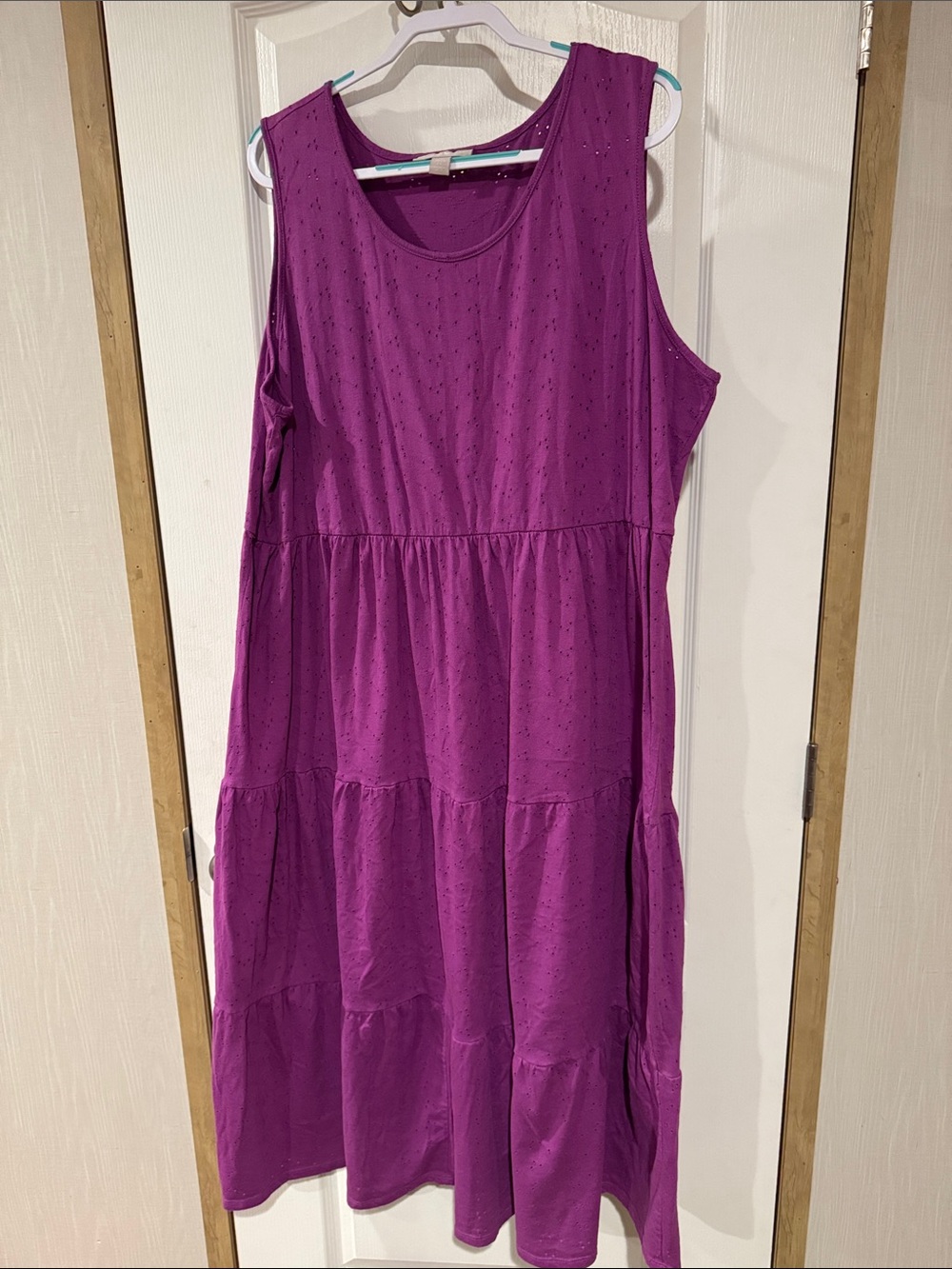 Woman Within Purple Sleeveless Tiered Maxi Dress